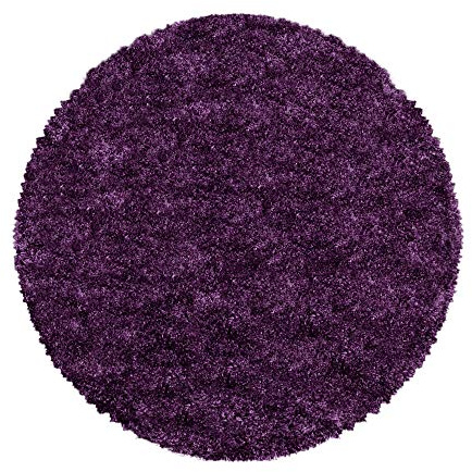 Carpettex Hochflor Teppich - Wohnzimmer Shaggy Flokati Modern Einfarbig 80 cm Rund Lila - Schlafzimmer Weich Flauschig Waschbar - Küche Esszimmer Langflor