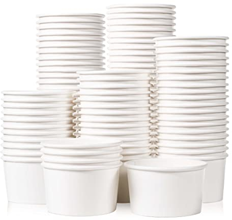 MATICAN Coupelles en Papier pour Glace - Lot de 100 Coupelles Jetables de 160 ml pour Desserts Chauds ou Froids