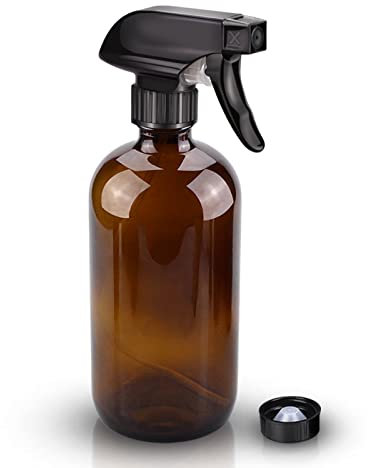 Wedama Amber Glass Spray Bottles, 16 oz Glass Spray Bottles for Cleaning Solutions and Essential Oils, Refillable Empty Spray Bottle with Adjustable Nozzles for Alcohol, Plant and Hair Care (1 Pack)