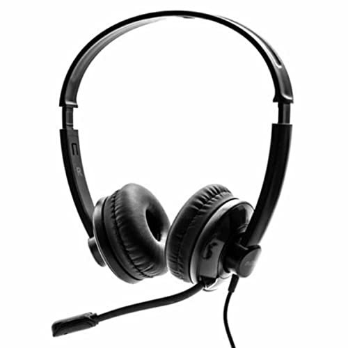 Nilox Cuffie On Ear con Microfono e Connessione USB, con Cancellazione del Rumore Supportata, Cavo 1.8m con Controllo del Volume, Imbottiture confortevoli Ø40mm, Archetto Regolabile, Plug&Play, Nero