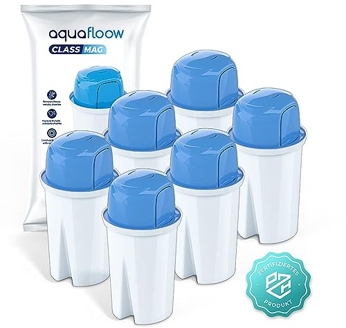 Aquafloow Magnesium Vattenfilterpatroner för Kannan, Kompatibel med Aquaphor B100-15, Dafi Classic, Brita Classic, Laica | Vattenfilterpatroner Renar Vattnet och Berikar det med Magnesium - 6 stycken
