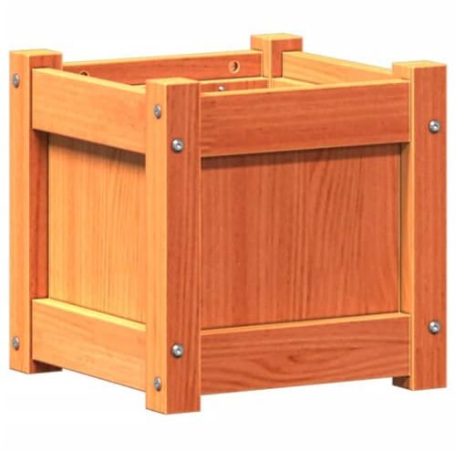 vidaXL Jardinière, Pot de Fleurs de Jardin, Bac à Plantes de Terrasse, Boîte de Plantation d'Extérieur pour Légumes Herbes, Cire Marron 31x31x31 cm Bois de Pin Massif