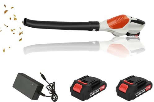 Souffleur de feuilles sans fil 180 CFM, souffleur de jardin 24 V avec batterie et chargeur pour l'entretien de la pelouse, souffleur de feuilles alimenté par batterie 1,5 Ah pour souffler les feuilles