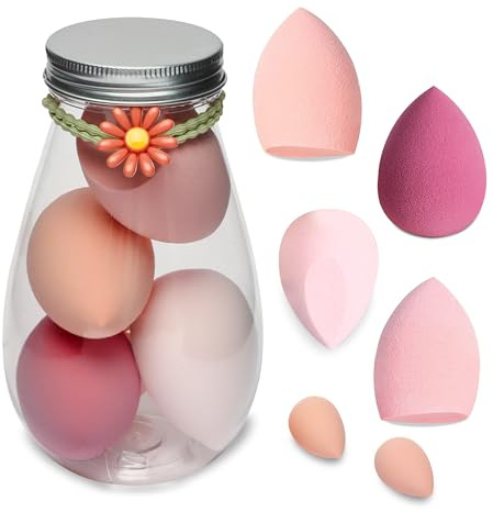 G4GADGET 6 PCS Makeup Sponges with Reusable Bottle Case, Non-Latex Assorted Color Foundation Blending Tools for Cream, Powder & Liquid, Soft and Durable Beauty Applicators