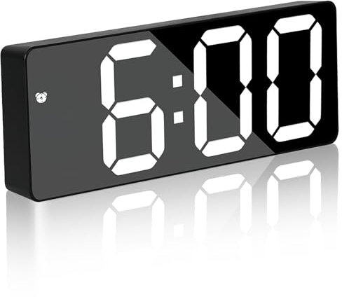 YYCLIPY Digital Alarm Clock LED Clock Travel Alarm Clocks Silent No Ticking USB Mains Powered/Battery Powered Crescendo Alarm with Snooze for Home, Office Adjustable, White Display