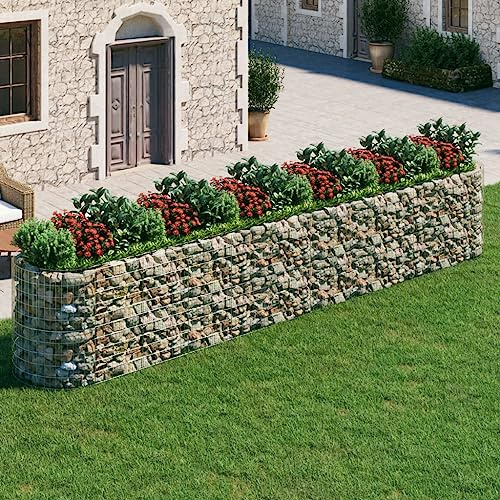 Arriate Gaviones Hierro Galvanizado 600x50x100 Cm, Jardinera Alta para Huerto Urbano Terraza, Floreiras Exterior Altas Balcón