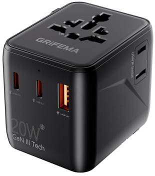 GRIFEMA Adattatore universale da viaggio 5 in 1 20W PD