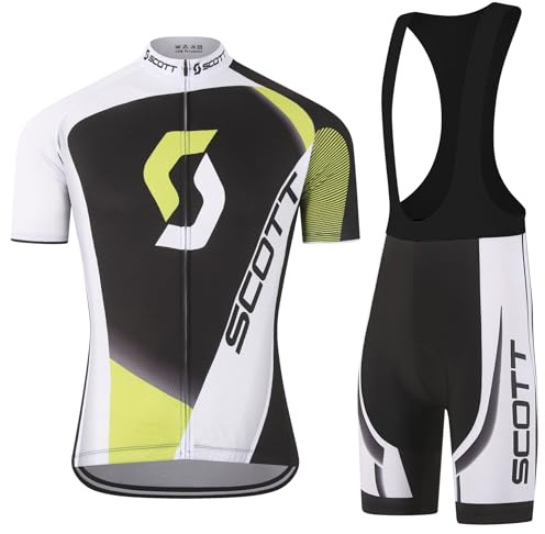 Set di maglia da ciclismo a maniche corte da uomo SIKLIN, abbigliamento da ciclismo da uomo con imbottitura in gel 5D, maglia da ciclismo con 5 tasche estive, verde, L
