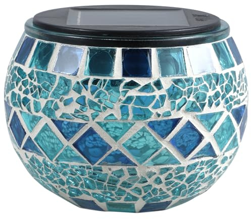 MAGICLULU Lampada Solare a LED da Esterno in Vetro Mosaico, Luce Decorativa per Prato e Giardino, Illuminazione Solare per Balcone e Bordo Piscina, Decorazione Luminosa Esterna