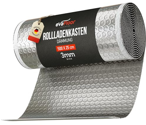 EVAFLOOR Rollo Aislante Persianas Cajón Autoadhesivo 5m x 25 cm | Aísla Frío, Calor y corrientes de Aire | Ahorro Energético & Mayor Confort