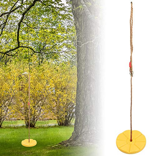 Generic Tree Swing Disc Hanging Seat for Kids, Friction Increased Swing Seat for Indoor Outdoor Play, Blue Rope for Garden or Campsite, 11.02 X 1.5in (Yellow)