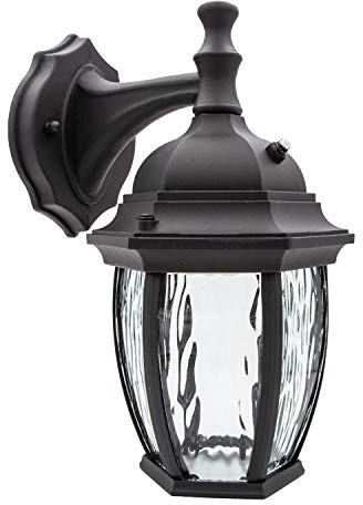 Maxxima LED Black Outdoor Wall Light, 580 Lumens 3000K, Dusk to Dawn Sensor
