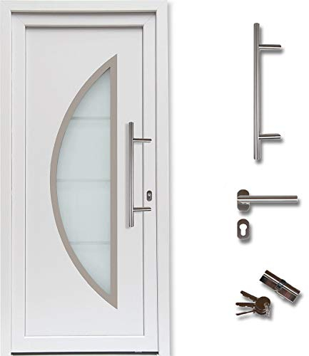 kuporta Kunststoff Haustür nach Maß Kellertür Ramos Size weiß DIN links nach außen öffnend mit Stoßgriff-Set