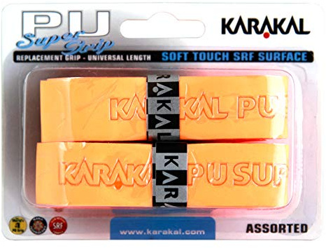 Karakal Empuñaduras de repuesto Super PU – Pack de 2 – Naranja – Tenis – Squash – Bádminton – Paquete al por menor (naranja)
