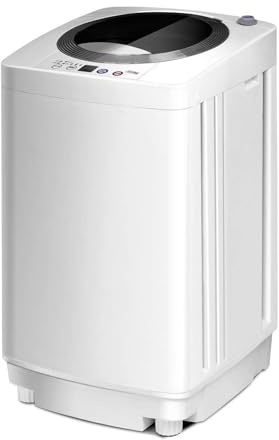COSTWAY 3,5 kg Lavadora Centrifugadora, 240W Lavadora Automática con Pantalla de Control y Caja de Limpieza Extraíble, Centrifugadora de Ropa, Lavadora Portátil para Camping y Casa, 43 x 43 x 75 cm
