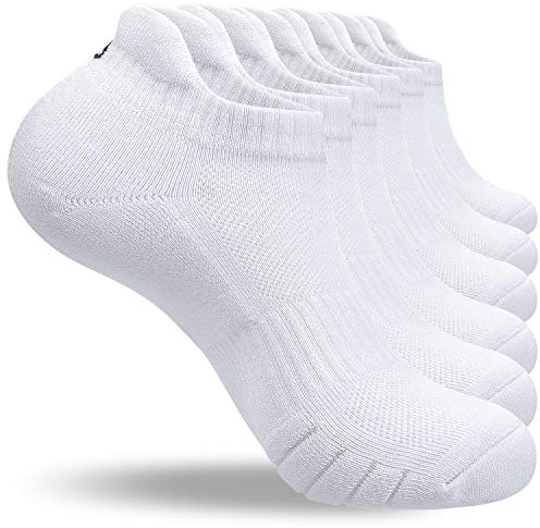 anqier 6 Paar Sneaker Socken Herren 43-46 39-42 35-38 47-50 Baumwolle Kurz Sportsocken Damen Gepolsterte Laufsocken Schwarz Weiß Grau Atmungsaktiv