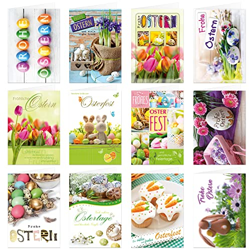 Osterkarten mit Umschlag Klappkarten Set mit 12 Stück