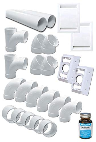 Genial System global Wäscheschacht-Systeme Rohrset Zentralstaubsauger (mit 2 Saugdosen)