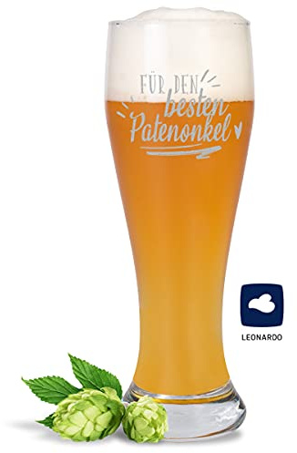 JUNIWORDS Weizenbierglas mit Gravur, Für den besten Patenonkel, Bierglas