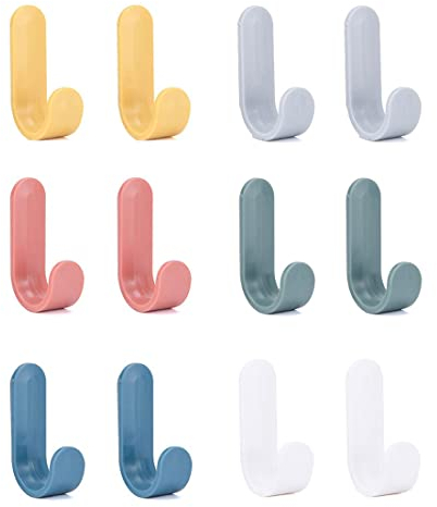 LONSVTTU 12 Stück Bunte haken selbstklebend, Kinder Handtuchhaken Wandhaken Selbstklebende für Bad Toilette Handtuchhalter Küche Büro Kleiderhaken