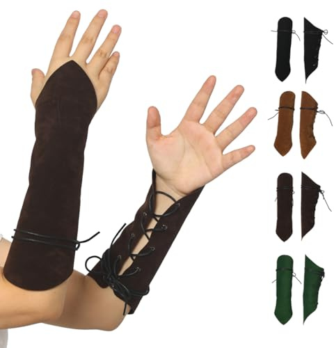 BPURB 2-pack medeltida viking rustning kostym armskydd för unisex handskar armband brett armband armskydd, Kaffe, one size