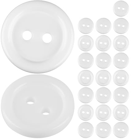 Botones para ropa, 24 piezas, 2 agujeros, Ø 15,2 mm, en blanco, de poliéster, tamaño 24L, botones de resina para chaqueta, abrigo, camisa, polo, botón DIY de resina, botones de lavandería