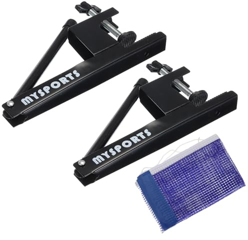 PATIKIL 6 Pies Plegable Mesa Tenis Red y Poste Juego Portátil Ping-Pong Malla Neto Ajustable Poste hasta 1,77 Pulgadas para Entrenamiento Competición Negro Azul