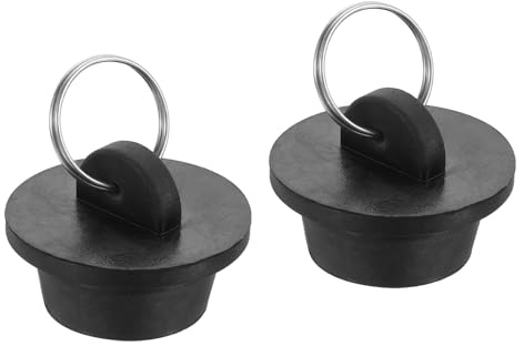uxcell 2pcs Rubber Drain Stopper with Hanging Ring, Bathtub Drain Plug Fits 1 Inch to 1-1/8 Inch, Rubber Sink Stopper Drain Plug for Bathtub, Kitchen and Bathroom, Black