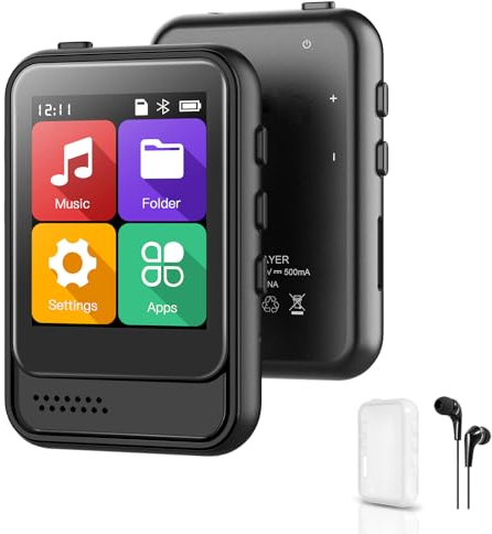 QNGEE Reproductor de MP3 Bluetooth, reproductor de música portátil con memoria interna de 16 GB, compatible con radio FM, grabación de voz, ebook, reproductor MP3 para niños