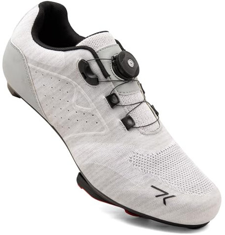 Feyenold Herren Fahrradschuhe Damen Radsport Schuhe Kompatibel mit Peloton & Kompatible Installation Look SPD SPD-SL Delta Lock Pedal Reitschuhe Grau 43 EU