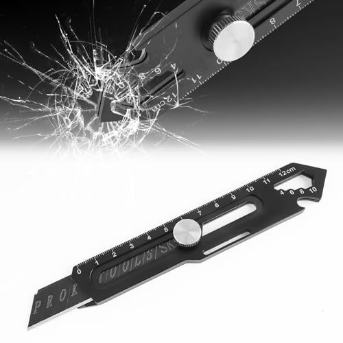 Cúter Profesional, 10 in 1 Cuters Profesionales de Seguridad, Cuchillos Multiusos Portátiles Retractil, Cutter Pequeño in Acero Inoxidable, Cutter Perfecto para alfombras cortador de papel (Negro)