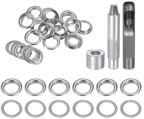 QUARKZMAN 20 st Öljettverktyg 14 mm Set Koppar Öljetter med hålhål, Öljettverktyg för Läderkläder, Silverton