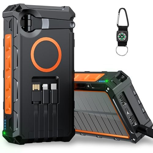 Batería Externa de 56800 mAh y 65 W, Cargador de teléfono de batería Grande, Cargador Solar de batería de manivela Integrado, 3 Cables, Entrada y Salida USB-C, Paquete de energía de Carga rápida con