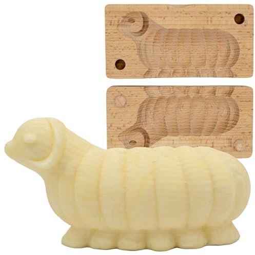 Polart, Molde de mantequilla de cordero, moldes decorativos de madera de oveja pulidos para suministros de fabricación de lácteos, moldeador de mantequilla casero y accesorio de cocina de madera,