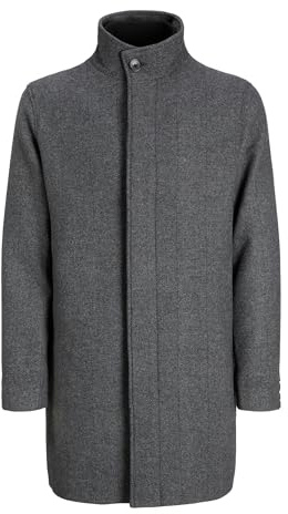 Jprcckeith ull blandning stancollar coat Sn, Mörkgrå melange, XS