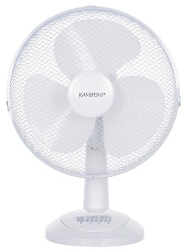 KAMBERG - Ventilateur de table Ø30 cm - 40 Watts - 3 Vitesses - Oscillation - 0008288 - Blanc