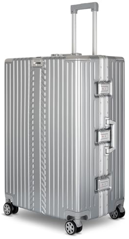 WINLIFE Größe XL Reisekoffer Alu-Rahmen mit ABS & TSA Nummern-Schloss 75cm Hartschalenkoffer | große Koffer Farbe-Silber