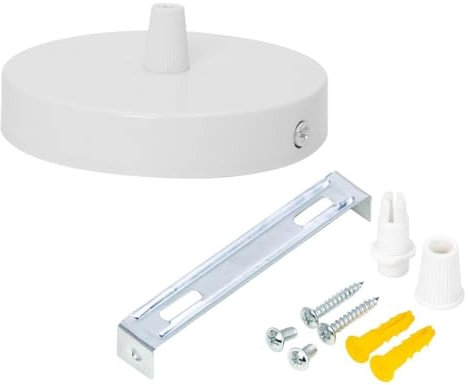 WUSJCOF Rosone per lampadario, scatola di connessione in metallo, paralume rotondo, calotta coprifili sospensione, adatto a tutte le lampade, con cavo e morsetto Flex, piastra di montaggio