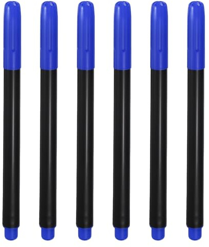 PATIKIL Marqueurs Textiles Permanents Bleu Foncé Pour Tissus, Ensemble De Marqueurs Permanents Stylo Textile Sur Plastique Bois Pierre Métal Et Verre Pour Colorier, 6Pack
