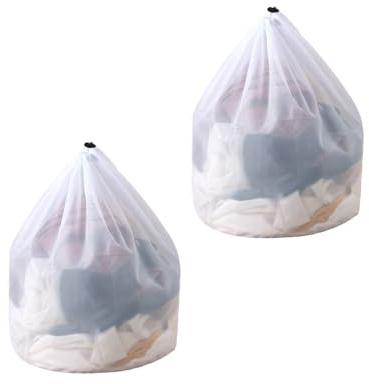 Pack de 2 Redes de Lavadora 40x30 cm, Bolsa para Ropa Delicada con Cierre de Cordón, Reutilizable para Ropa Interior, Lencería, Calcetines, Prendas de Bebé y Deporte, Protección en Lavado