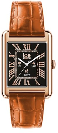 ICE-WATCH - Ice Smart TKS 2.0 Rose-Gold Cognac Croco - Montre connectée Rose-Gold pour Femme avec Bracelet en Cuir - 025383 (1,41 Pouces)
