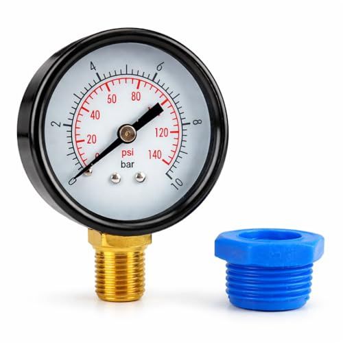 RIEGOPRO Manómetro de Esfera Seca – Medición de Presión de Agua Precisa – Con Tuerca Adaptadora 1/2 – Accesorio para Riego y Fontanería