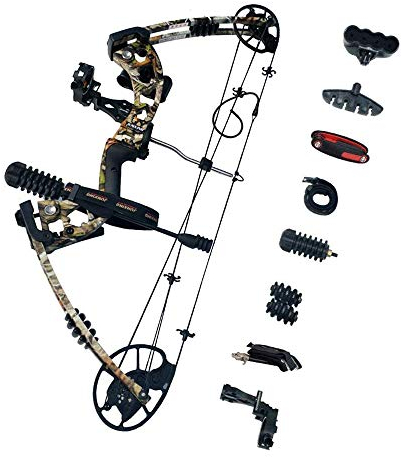 Compoundbogenset Jagdbogen 30-70lbs Einstellbar Sportbogen Erwachsene Compound Bögen Komplett Set 320 FPS für Outdoor Bogen Jagd(Camo)