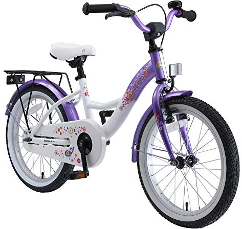 BIKESTAR Kinderfahrrad für Mädchen ab 5 Jahre | 18 Zoll Kinderrad Classic | Fahrrad für Kinder Lila & Weiß | Risikofrei Testen