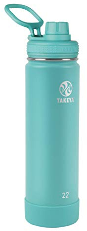 Takeya Actives Insulated Stainless Steel Water Bottle with Spout Lid, 22 Ounce, Teal