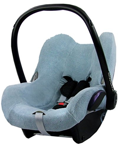 BAMBINIWELT Sommerbezug Schonbezug Bezug aus Frottee kompatibel mit Maxi Cosi CabrioFix (blau-grau) + GRATIS KP