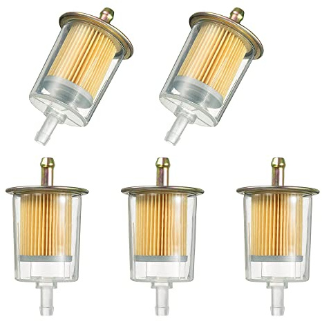 5/16 Universal Fuel Filters Industrial Tractors Cars Trucks Motorcycles Gas Powered Engine Inline Gas Fuel Line 5 Pack