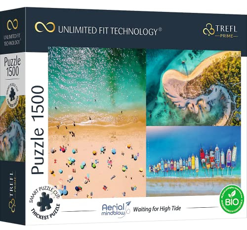 Trefl Prime - UFT - Puzzle Aerial Mindblow: Waiting for High Tide - 1500 Elements, Thickest Cardboard, Organic, Eco, Airscape, Collage, Beach, Holiday, Entertainment for Adults and Children