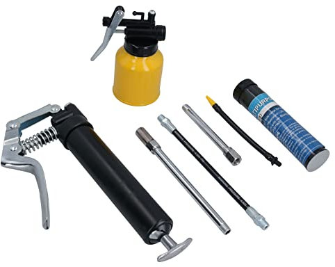 AB Tools Manuelle Pistolengriff-Fettpresse 120 cc Kartusche mit Fett + Ölkanne, 2 Stück