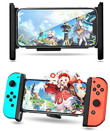 Funnywin Switch Joy Con Comfort Grip, iPad 10.2 & Mini Retractable Holder with Joy Con Game Controller Grip Handle for iPadOS 16 & iOS16 iPhone 13 & 14 Pro Max Stand (LZ iPhone)